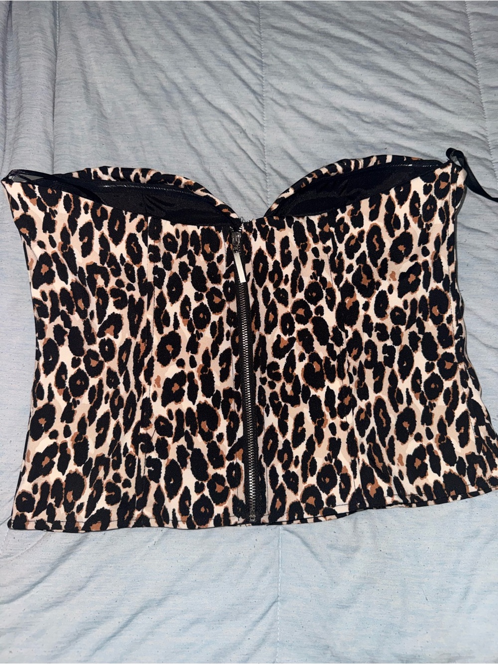 Say What? Leopard Print Bustier Crop Top - Black & Tan - Picture 4 of 4